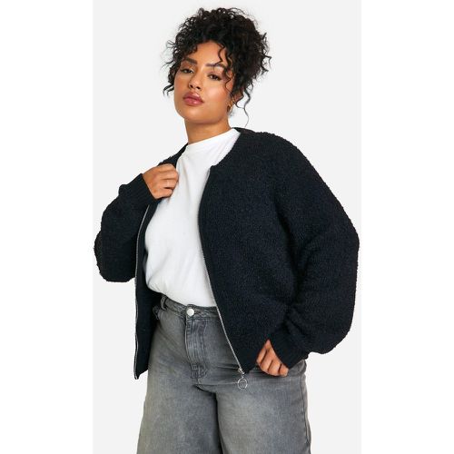 Cárdigan Bomber Plus De Punto Suave Y Tejido Bouclé - boohoo - Modalova