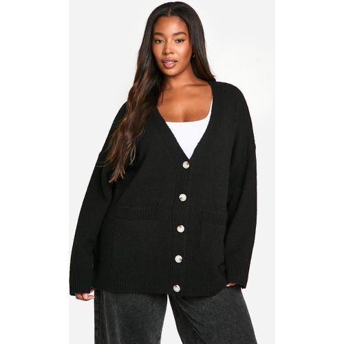 Cárdigan Plus Oversize Boyfriend De Punto Suave - boohoo - Modalova