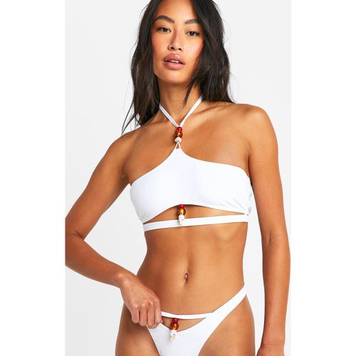 Beaded Shell Trim Halterneck Bikini Top - boohoo - Modalova