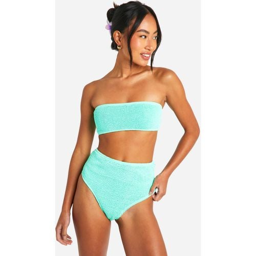 Slip bikini Premium a vita alta effetto goffrato - boohoo - Modalova