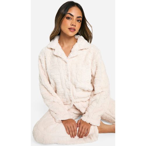 Set pigiama in fleece con incisioni e bottoni - boohoo - Modalova