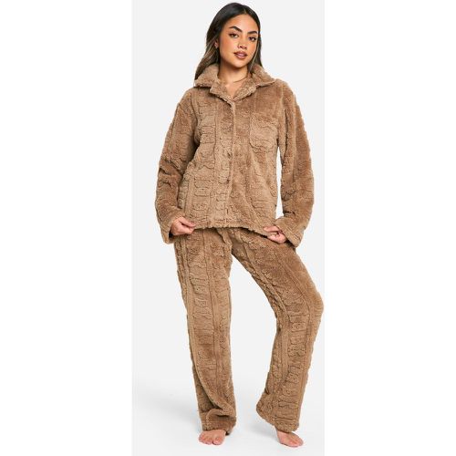 Set pigiama in fleece con incisioni e bottoni - boohoo - Modalova