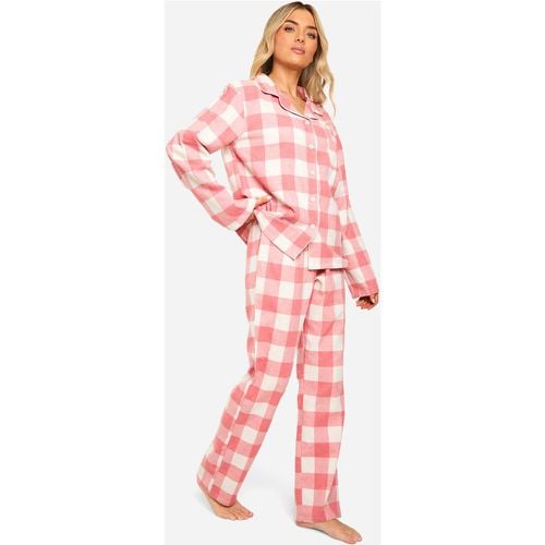 Pijama Oversize De Franela Con Estampado De Cuadros - boohoo - Modalova