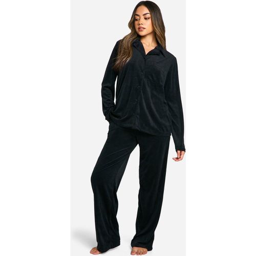 Pijama De Terciopelo Y Forro Polar Con Botones - boohoo - Modalova