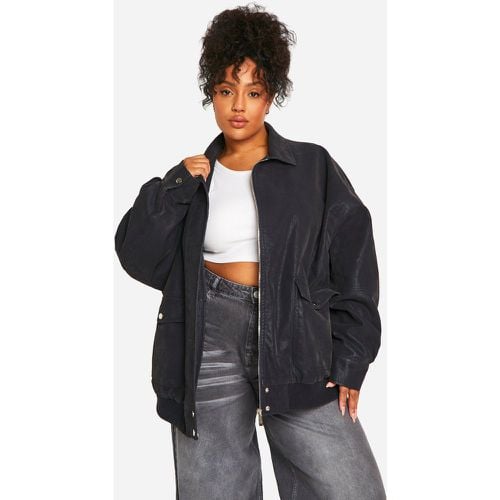 Chaqueta Plus Bomber Oversize De Cuero Sintético Efecto Vintage - boohoo - Modalova