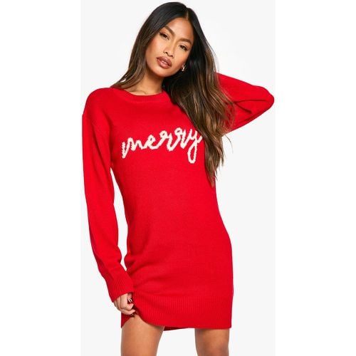 Vestido Jersey Navideño Con Eslogan Merry - boohoo - Modalova