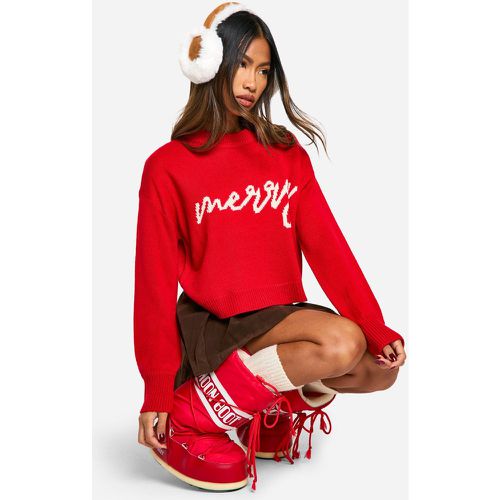 Maglione natalizio oversize con slogan Merry - boohoo - Modalova