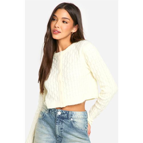 Cárdigan Crop De Punto En Ochos Suave - boohoo - Modalova