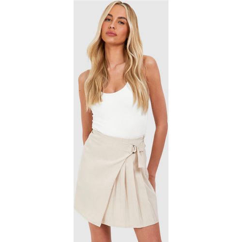 Tall Linen Look Pleated Tennis Skirt - boohoo - Modalova