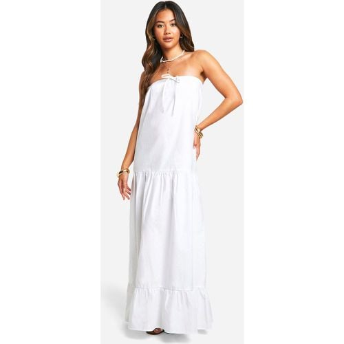 Vestito maxi a fascia in cotone popeline con maniche ampie - boohoo - Modalova