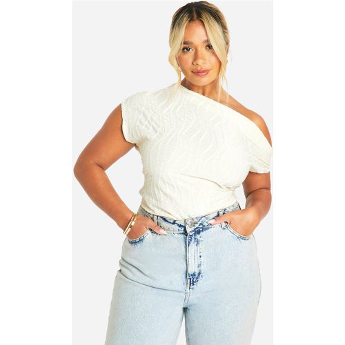 Body Plus Size con trama e scollo a barchetta - boohoo - Modalova