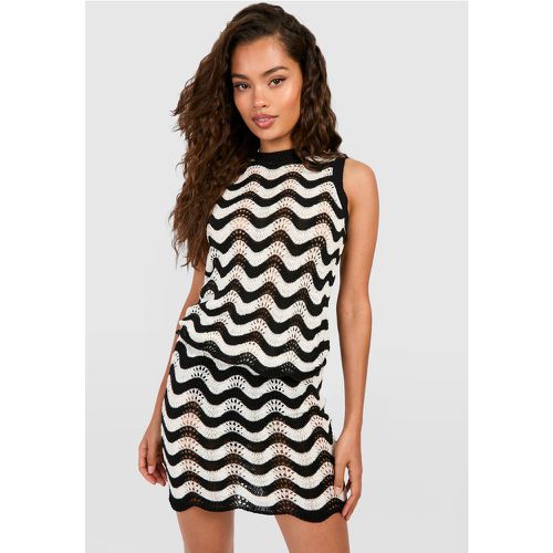 Minifalda De Punto Croché En Zigzag - boohoo - Modalova