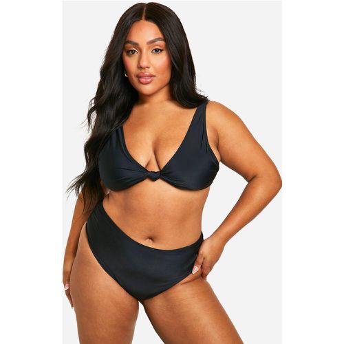 Set bikini Plus Size a vita alta con nodo - boohoo - Modalova