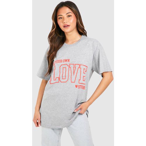 Love Story Oversized T-Shirt, Gris - boohoo - Modalova