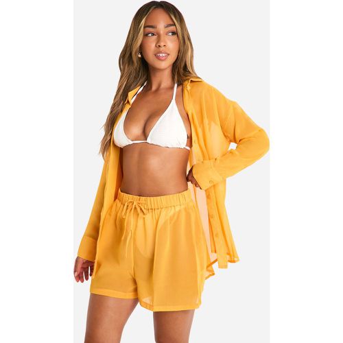 Pantalón Corto Para La Playa Con Atadura Y Cordón Elástico - boohoo - Modalova