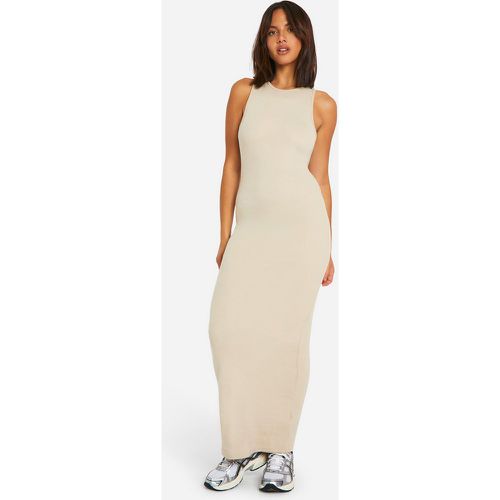 Vestito maxi Basic a coste con scollo a vogatore - boohoo - Modalova