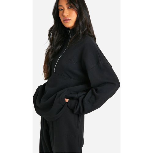 Felpa oversize con ricamo Dsgn Studio e zip corta - boohoo - Modalova