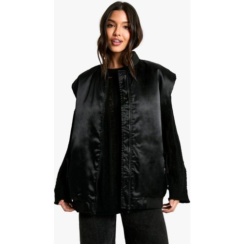 Chaqueta Bomber Oversize Estilo Chaleco De Raso - boohoo - Modalova