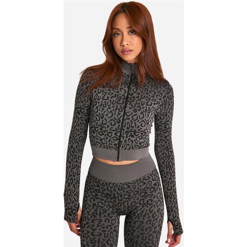 Giacca leopardata senza cuciture con zip - boohoo - Modalova