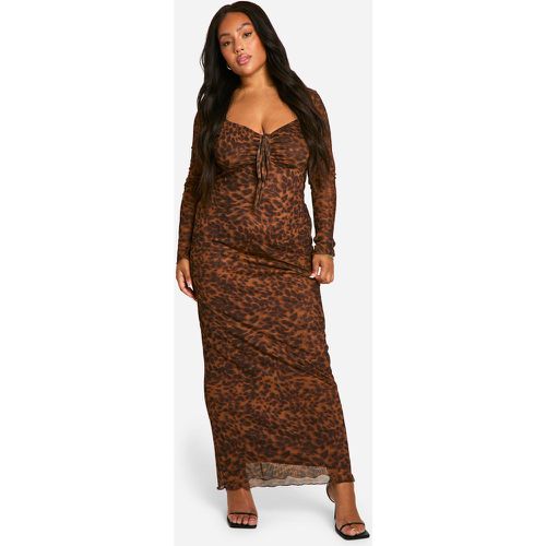 Vestido Plus Maxi De Malla Con Estampado De Leopardo - boohoo - Modalova