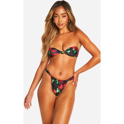 Bikini a fascia a fiori con nodo - boohoo - Modalova