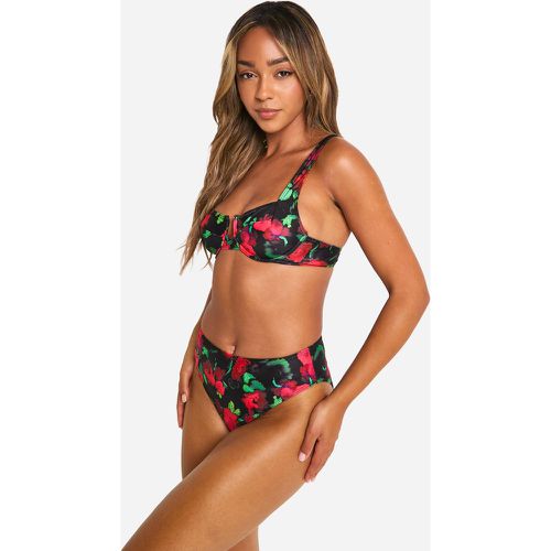 Bikini a vita alta a fiori con ferretto - boohoo - Modalova