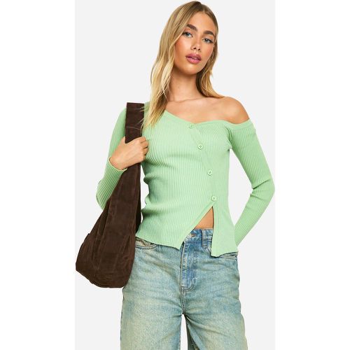 Top monospalla in maglia a coste Premium - boohoo - Modalova