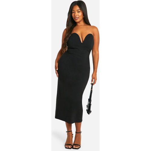 Vestito longuette Plus Size in Stretch con scollo profondo e scollo profondo - boohoo - Modalova