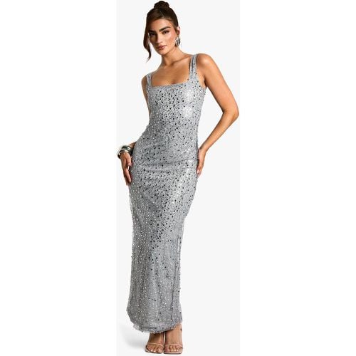 Vestito maxi a colonna con paillettes e scollo quadrato - boohoo - Modalova