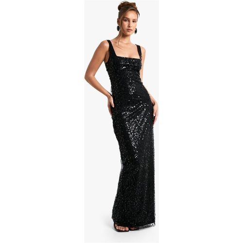 Vestito maxi a colonna con paillettes e scollo quadrato - boohoo - Modalova