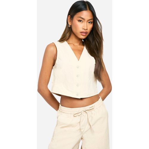 Chaleco Crop De Nailon, Beige - boohoo - Modalova