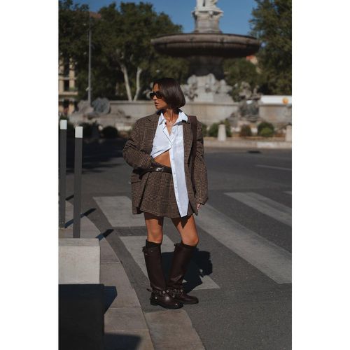 Blazer oversize Premium effetto lana a quadri pied-de-poule - boohoo - Modalova