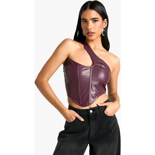 Top a corsetto monospalla asimmetrico in PU disossato - boohoo - Modalova