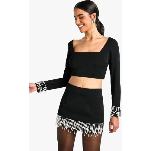 Top Estilo Corsé Con Ribete De Perlas - boohoo - Modalova