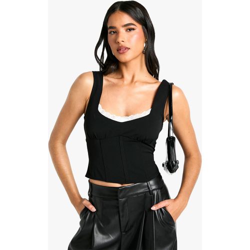 Top Estilo Corsé Con Ribete De Encaje - boohoo - Modalova