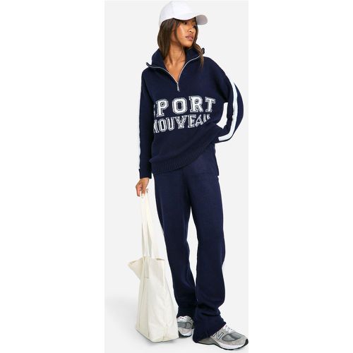 Sport Nouveau Knitted Zip Neck Oversized Jumper And Cuffed Jogger Set - boohoo - Modalova