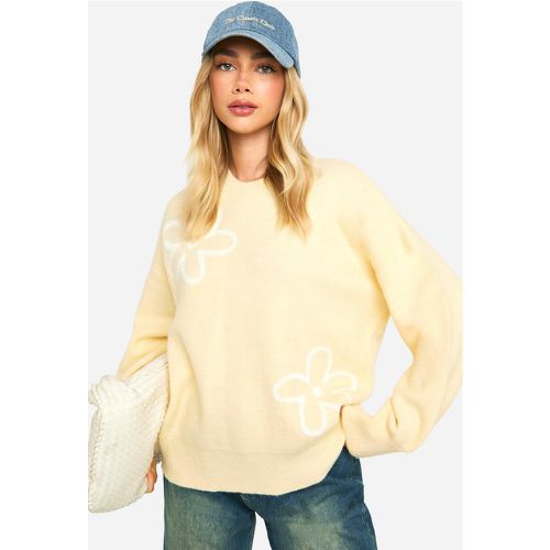 Maglione oversize in maglia con fiori - boohoo - Modalova