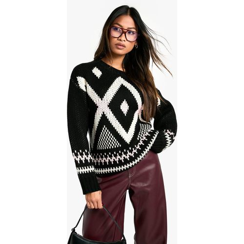 Maglione natalizio in maglia pesante con motivi Fairsile - boohoo - Modalova