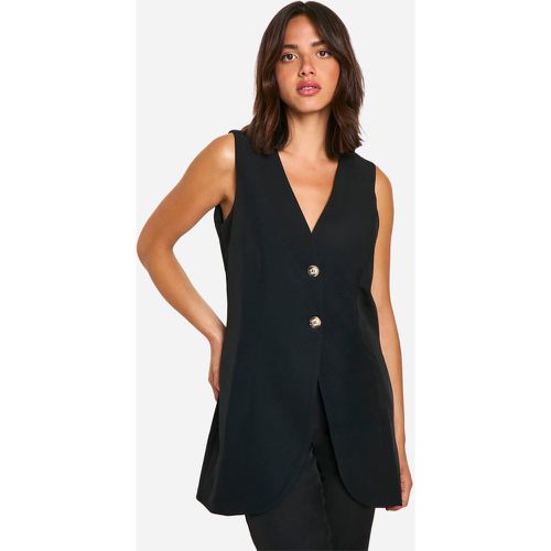 Gilet lungo con bottoni in finto corno - boohoo - Modalova