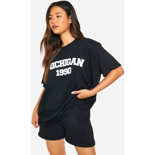 T-shirt oversize con stampa di slogan Michigan - boohoo - Modalova