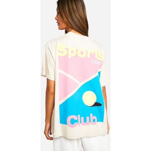 T-shirt oversize con stampa di slogan Padel Club - boohoo - Modalova