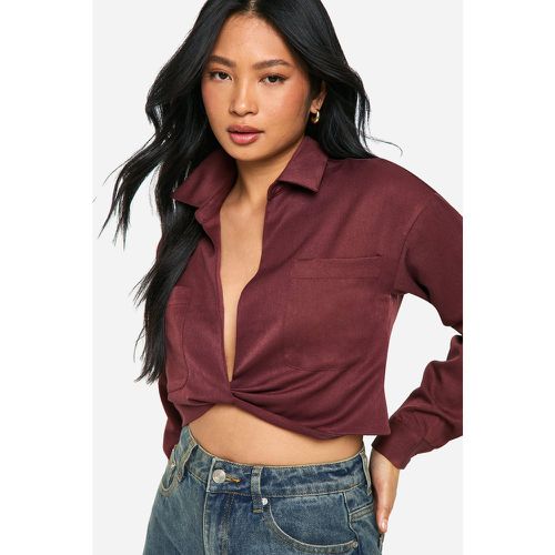 Camicia Petite rilassata con dettagli attorcigliati - boohoo - Modalova