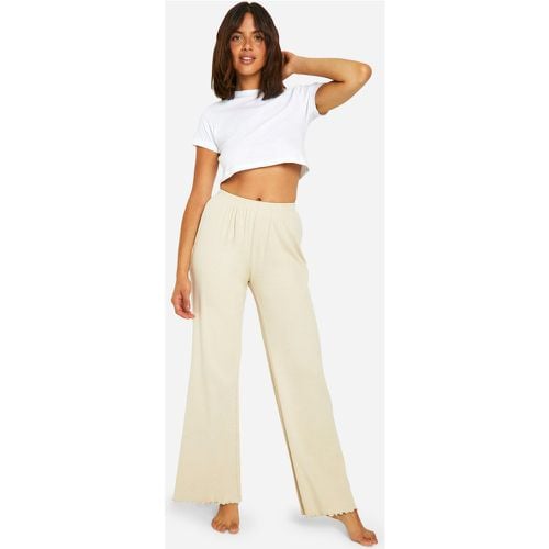 Pantalón Para Estar En Casa De Pernera Ancha Y Canalé - boohoo - Modalova