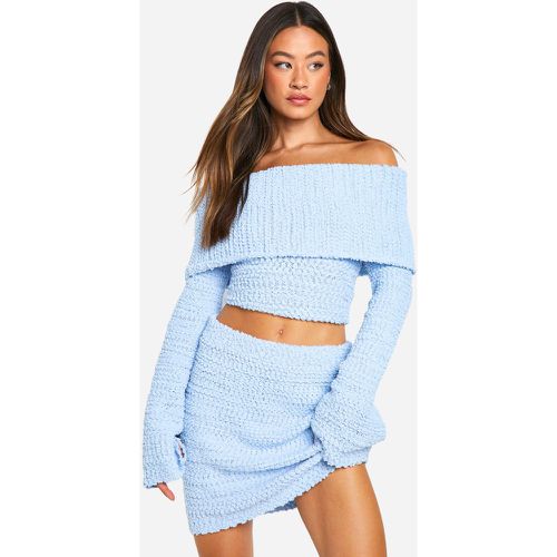 Jersey Tall Crop De Tejido Bouclé Con Escote Bardot - boohoo - Modalova