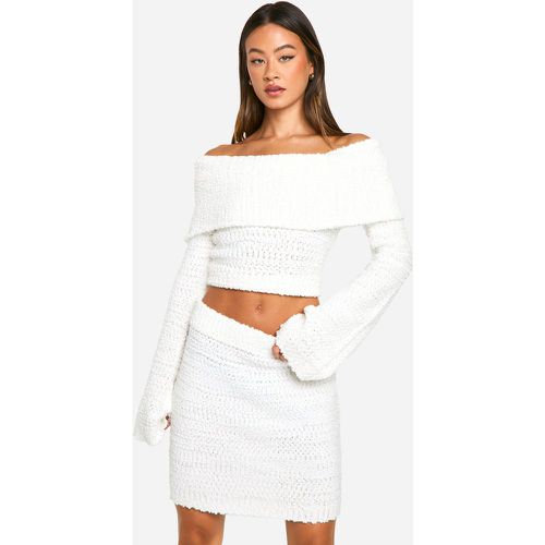 Minifalda Tall De Buclé, Blanco - boohoo - Modalova