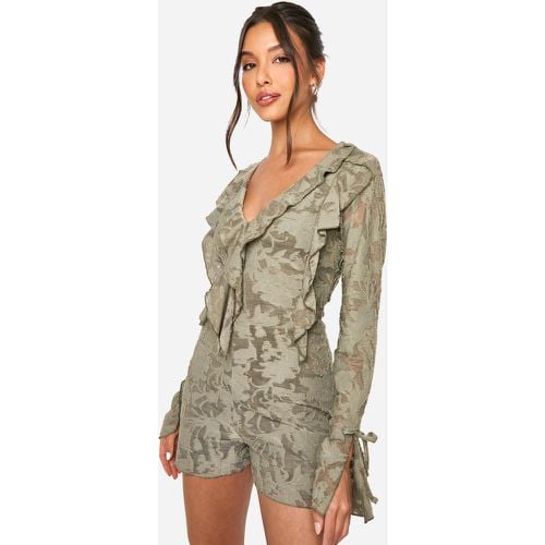 Tutina in jacquard a maniche lunghe con arricciature - boohoo - Modalova