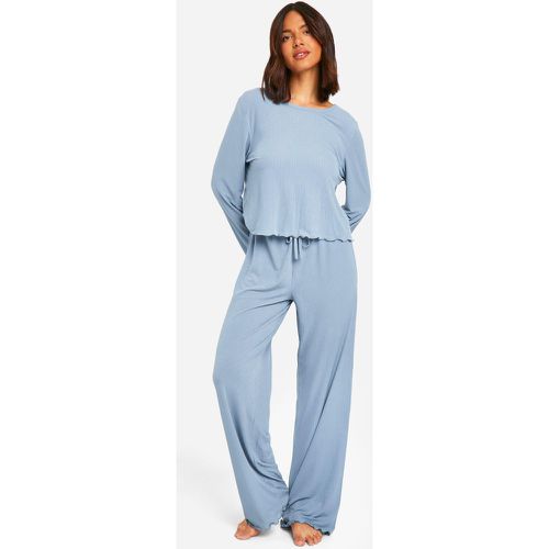 Pijama De Pantalón Largo Texturizado Con Filo Ondulado - boohoo - Modalova