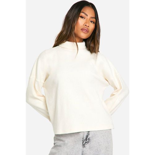 Top oversize a coste spazzolate con maniche ampie - boohoo - Modalova