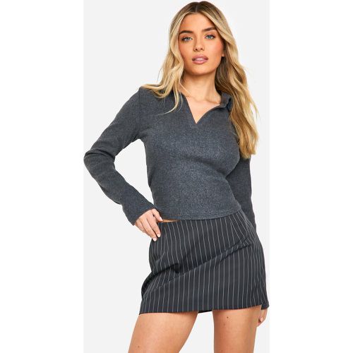 Top De Canalé Cardado Con Cuello - boohoo - Modalova