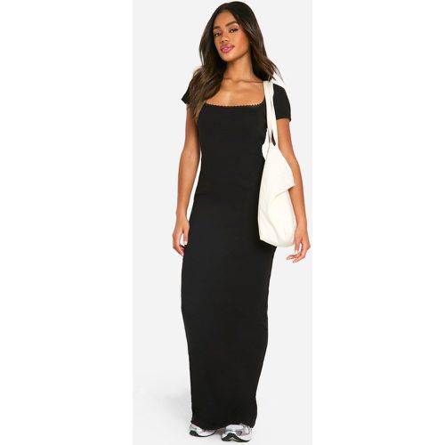 Vestido Maxi De Canalé Con Ribete De Encaje - boohoo - Modalova